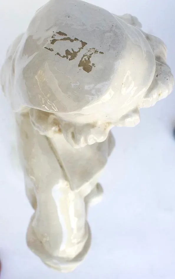 Vintage Statue of a French Boy Holding Fish 38" High - 10