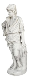 Vintage Statue of a French Boy Holding Fish 38" High