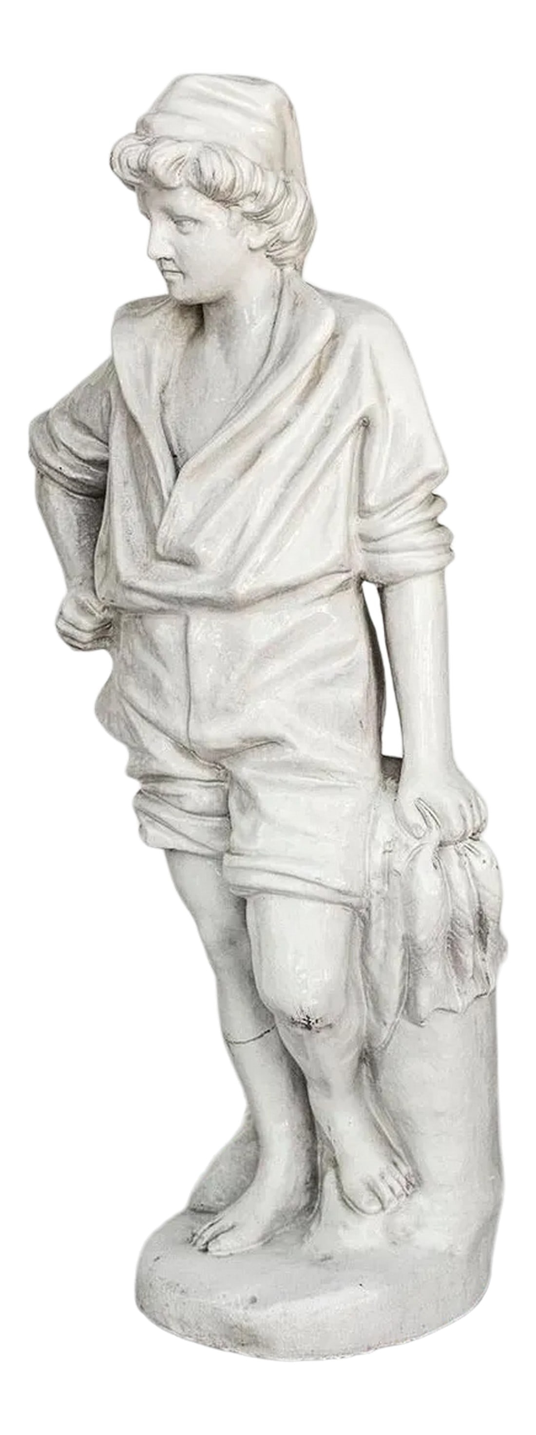 Vintage Statue of a French Boy Holding Fish 38" High: I bought this fabulous piece about 30 years ago at a high end auction in San Diego. I remember the auctioneer commenting that it belongs in a museum & said the former owners purchased it in France 