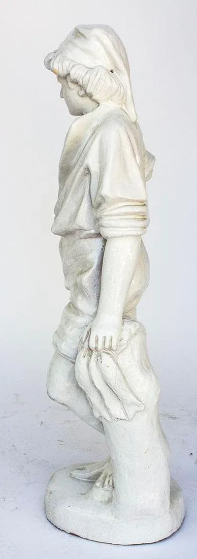 Vintage Statue of a French Boy Holding Fish 38" High - 3