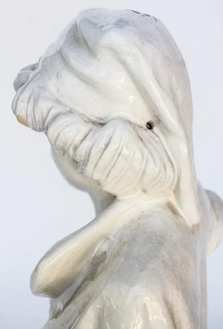 Vintage Statue of a French Boy Holding Fish 38" High - 4