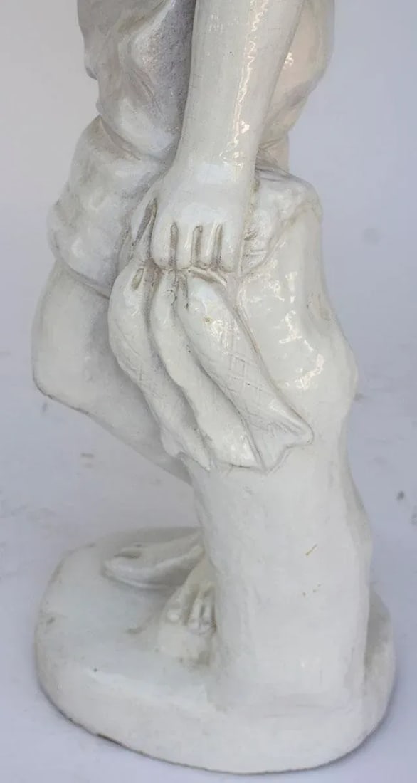 Vintage Statue of a French Boy Holding Fish 38" High - 5