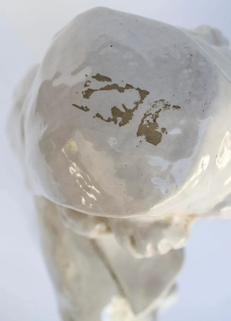 Vintage Statue of a French Boy Holding Fish 38" High - 9