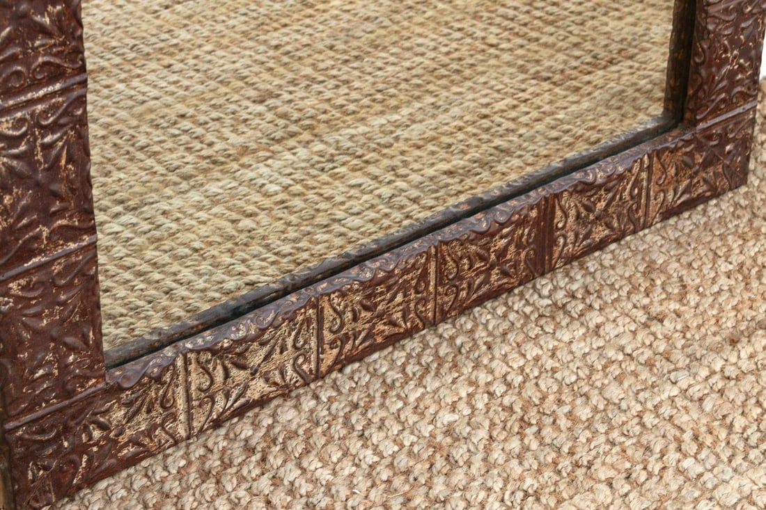 Large Antique Pressed Tin Tile Floor Mirror - 7
