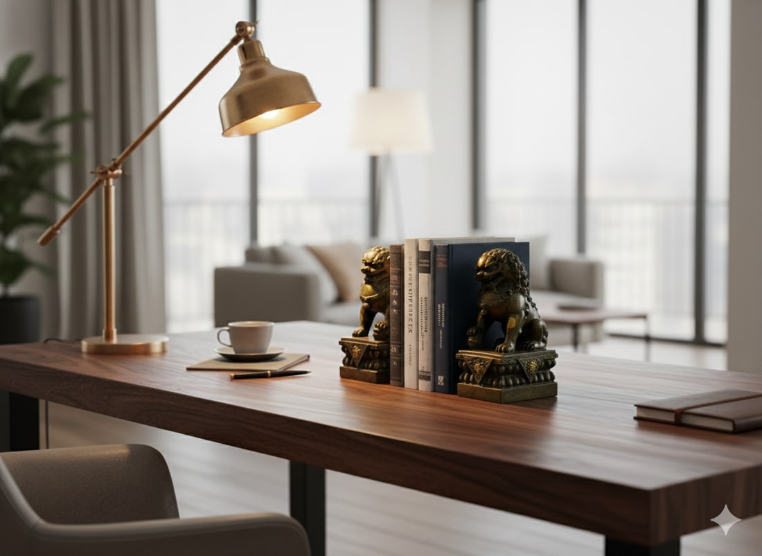 Pair Vintage Copper Color Metal Rustic Fengshui Foo Dog Lions Figures - 7