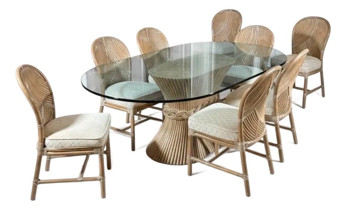 McGuire Dining Table and 8 Dining Chairs (1 of 8)