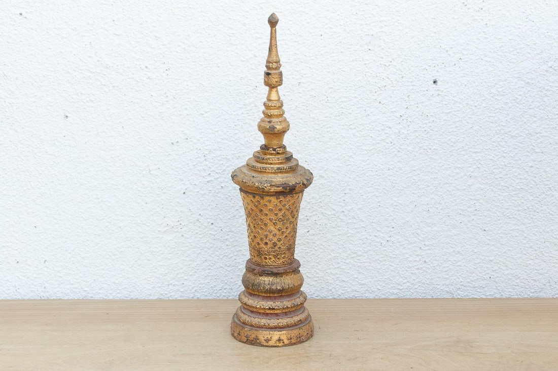 Antique Burmese Giltwood Finial - 4