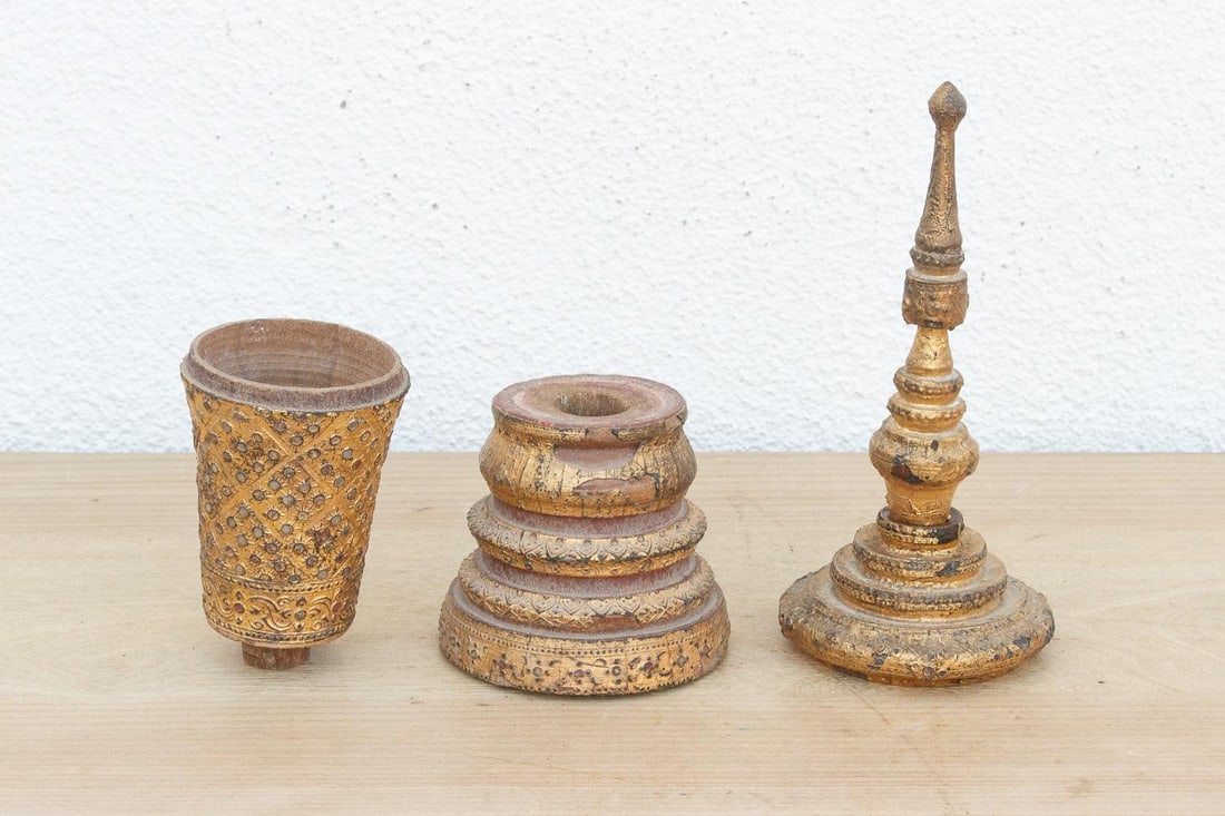 Antique Burmese Giltwood Finial - 5