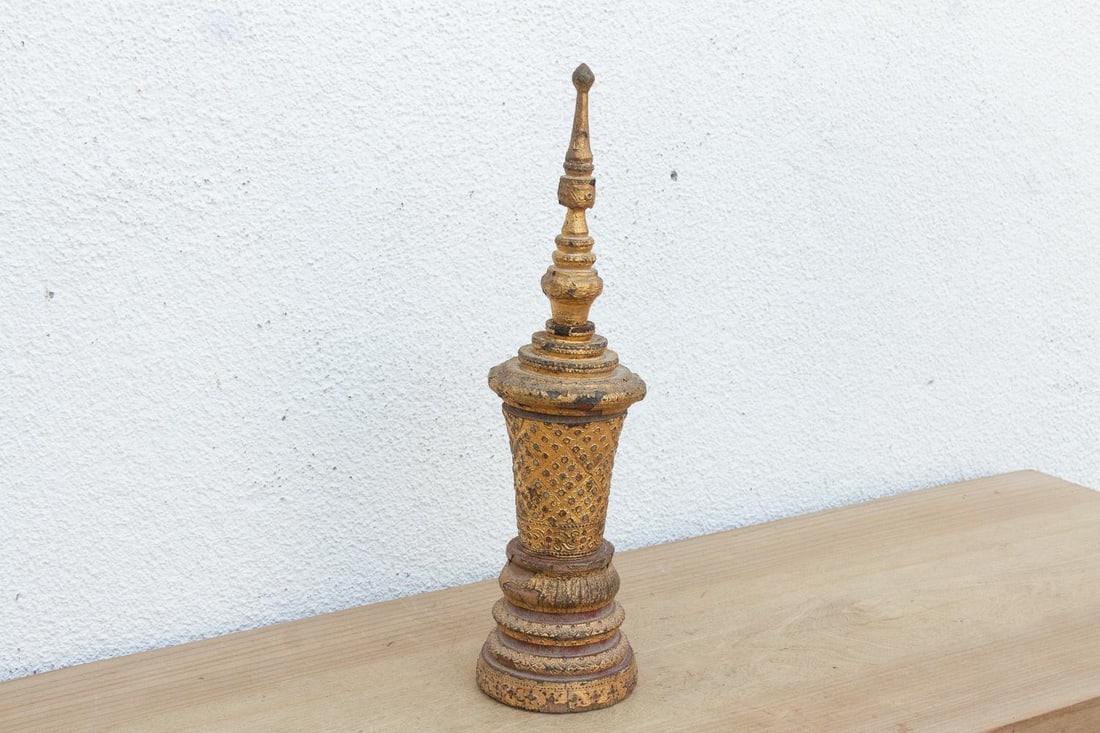 Antique Burmese Giltwood Finial - 6