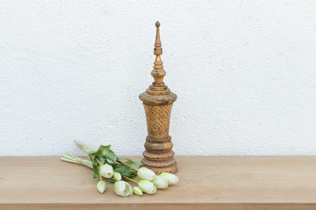 Antique Burmese Giltwood Finial - 7