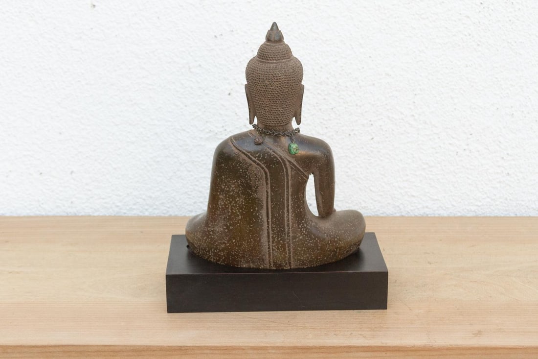Antique Bronze Seated Buddha, Earth Witness Mudra - 5