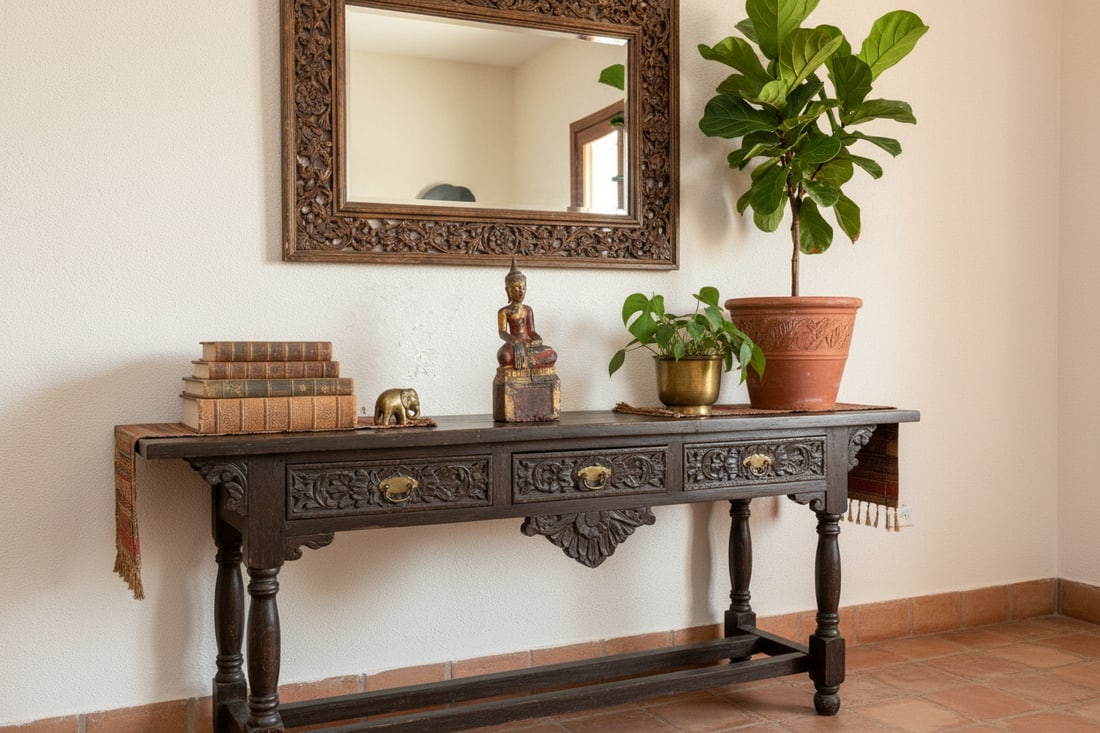 Gilt & Rouge Antique Devotional Seated Buddha - 2