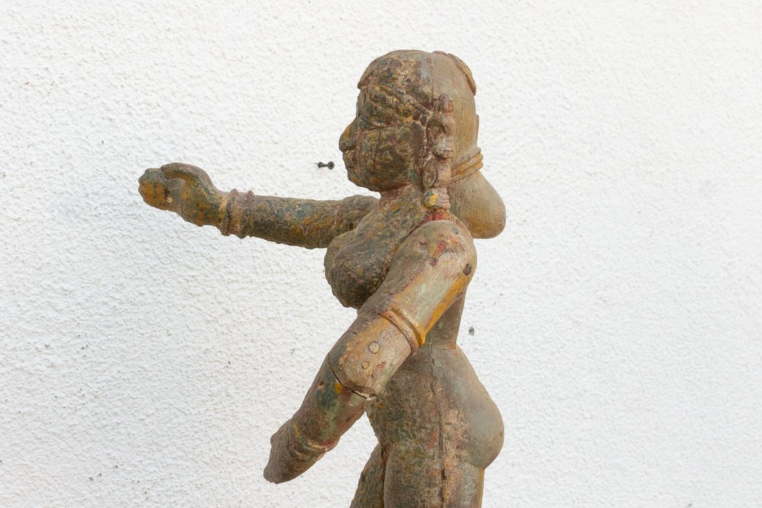 Rare Indian Antique Carved Female Deity - 7