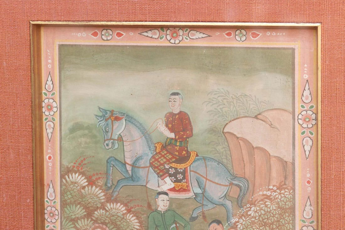 Royal Horse Procession Antique Thai Painting - 5