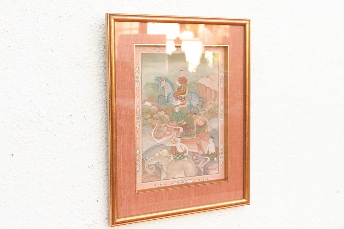 Royal Horse Procession Antique Thai Painting - 6