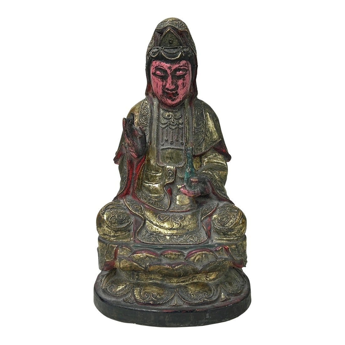 Vintage Chinese Wooden Carved Home Guardian Kwan Yin Figure (1 of 7)