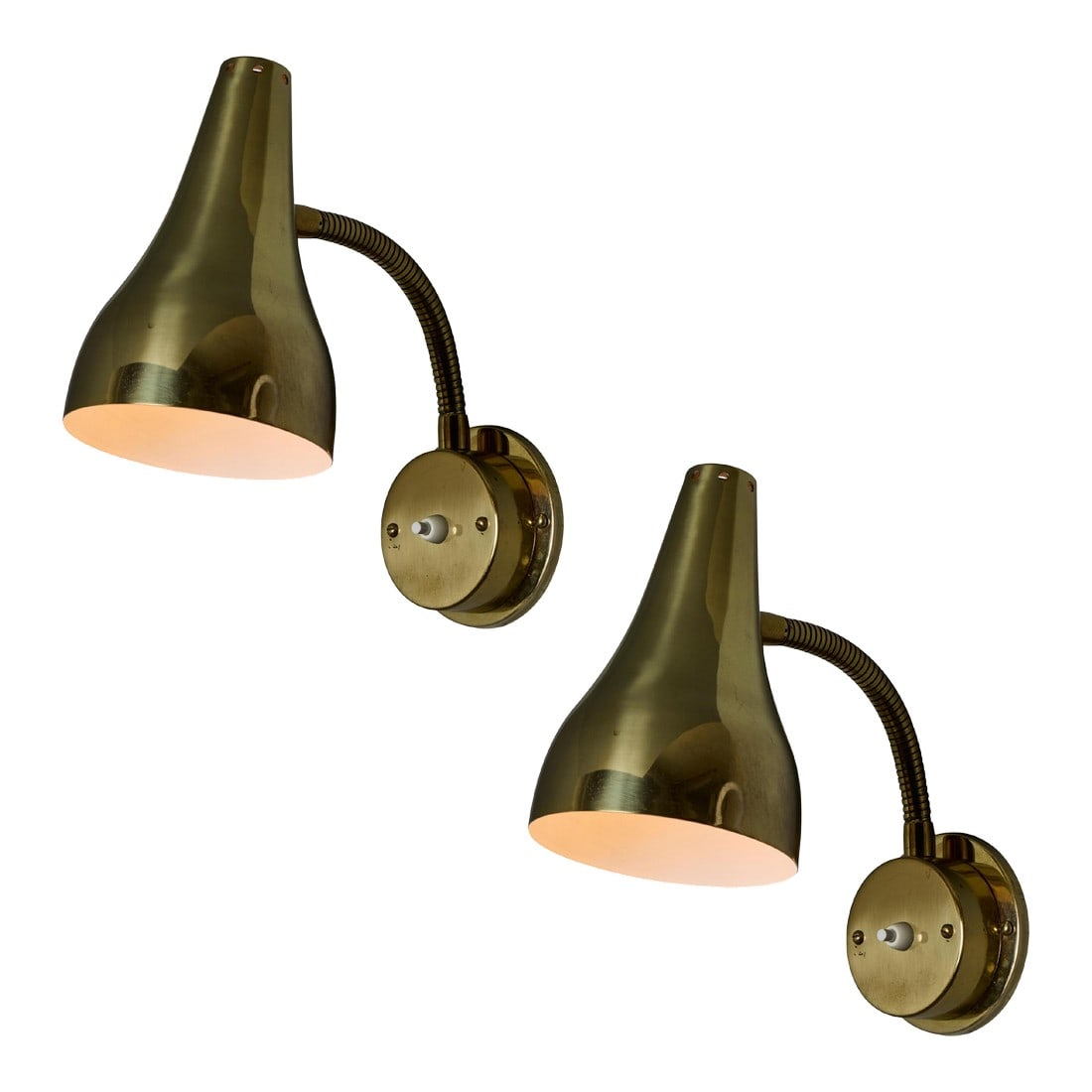 Pair of 1950s Perforated Brass Wall Lamps Attributed to Mauri Almari (1 of 18)