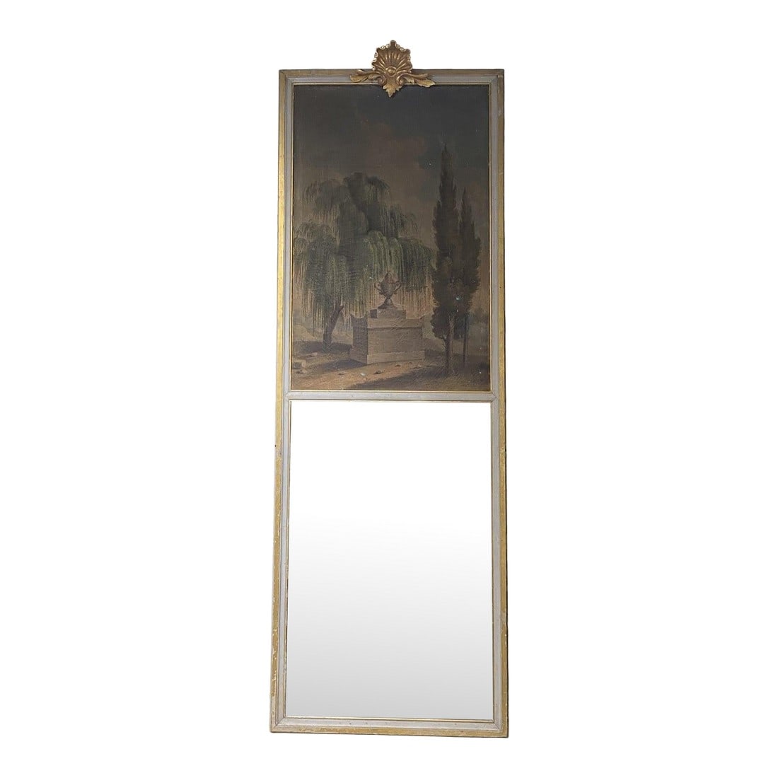 Italian Trumeau Mirror: Italian trumeau mirror with oil on canvas. From Turin, Italy. 32ÊºW × 2ÊºD × 96ÊºH Condition: Alterations: Original Condition Unaltered Imperfections: Some