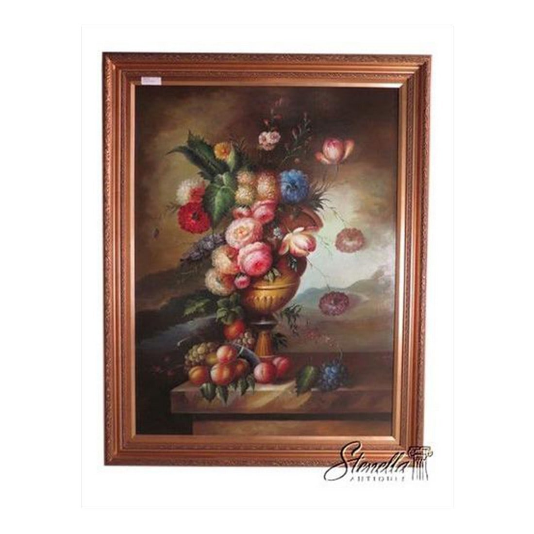 Gold Framed Oil on Canvas, Floral Arrangement (1 of 9)
