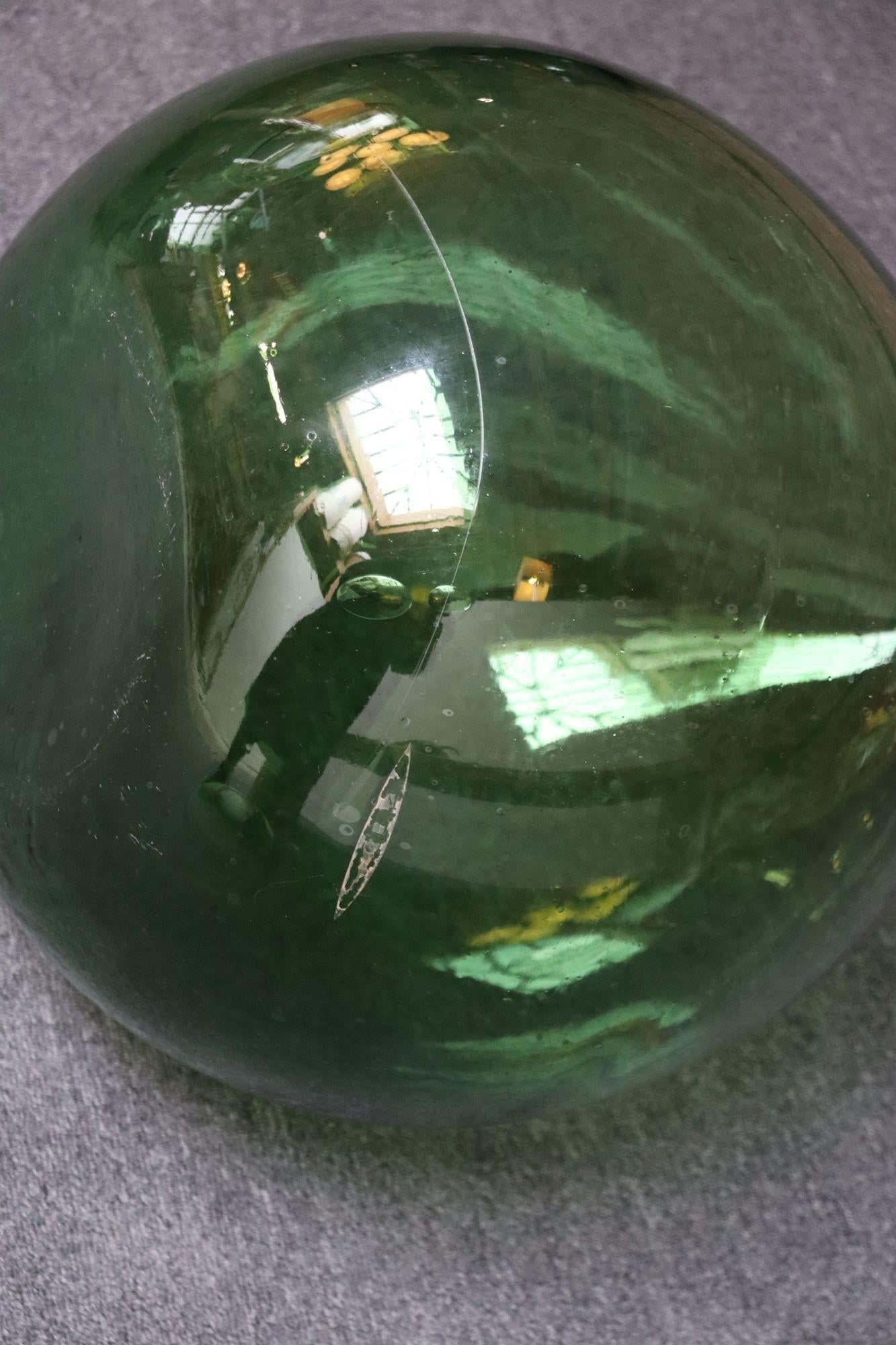Vintage Italian Emerald Green Blown Glass Teardrop-Form Demijohn Carboy - 8