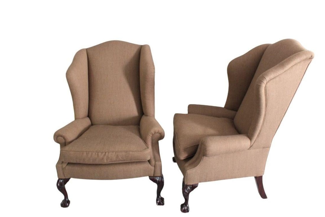 George Smith LTD Tan Wingback Chairs - Set of 2 - 4