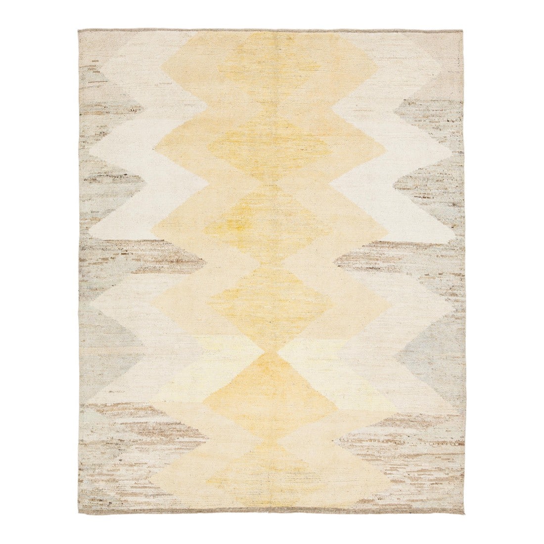 Modern Moroccan Style Wool Rug With Diamond and Zigzag Motifs in Neutral Tones (1 of 11)
