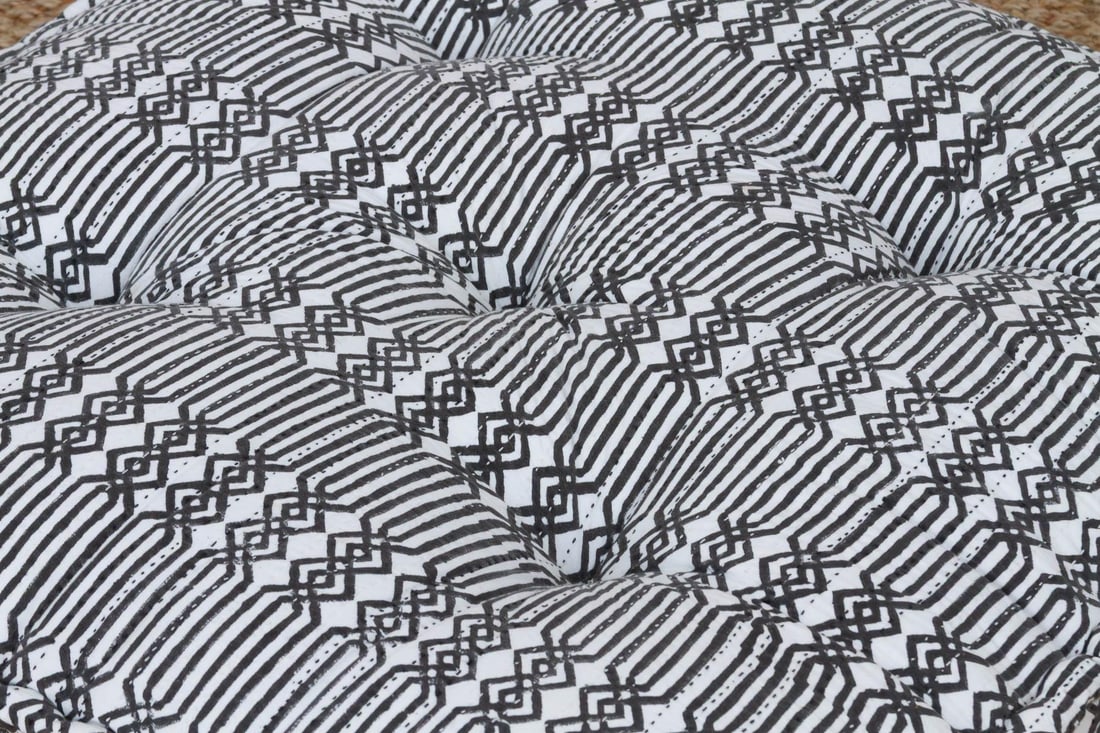 Hand Block Printed Black & White Floor Cushion - 4
