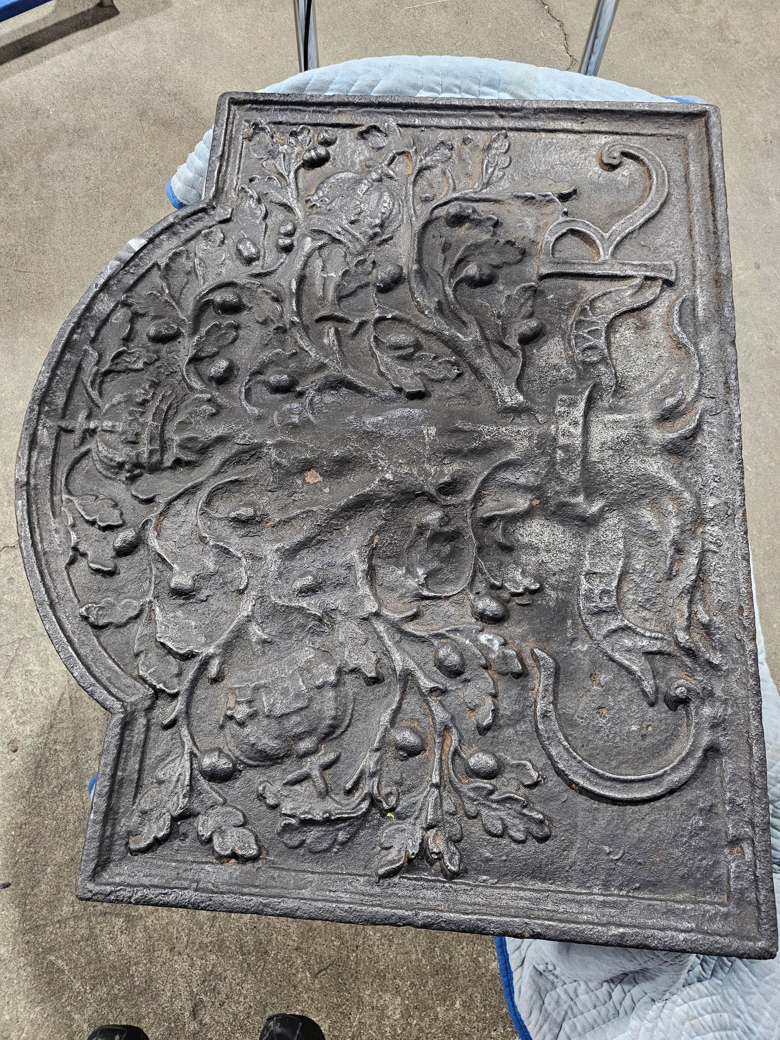 Antique 17th Century Large Charles Rex Cast Iron Fireback Oak Tree King Charles II - 9