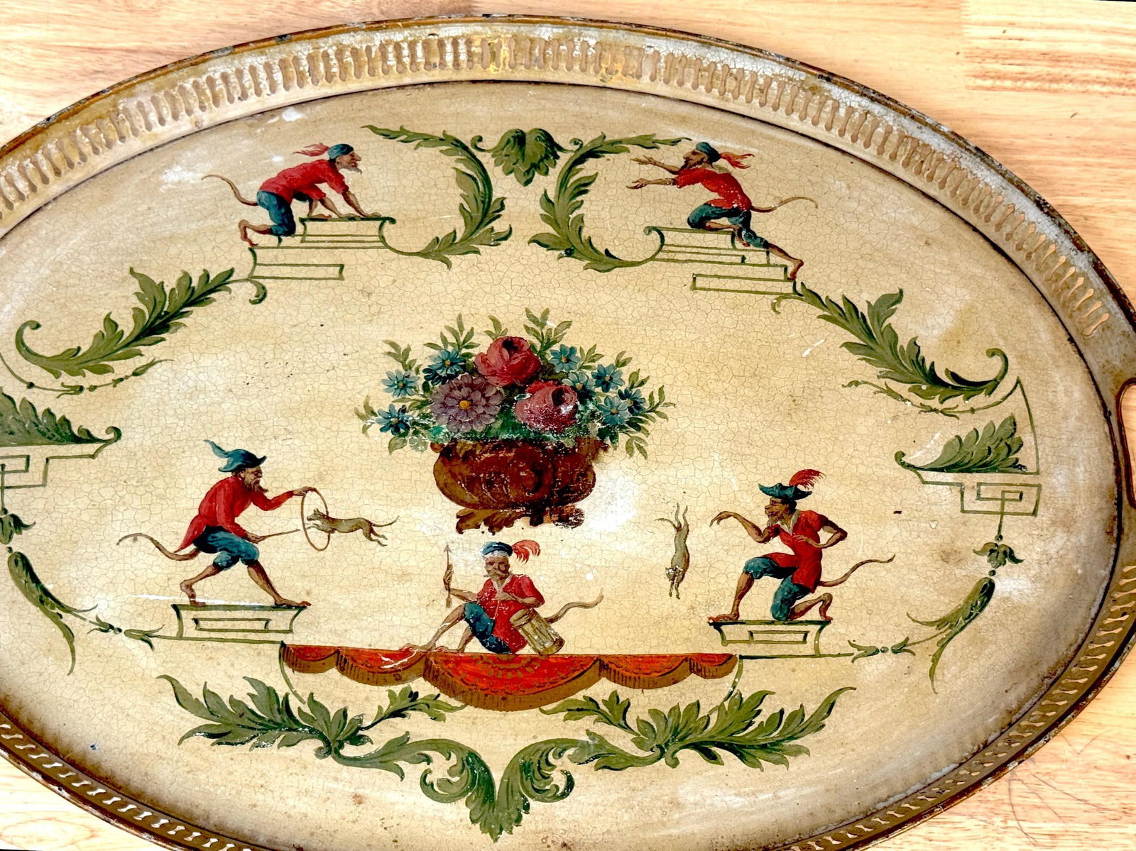 Regency Painted Tole Tray with Chinoiserie Decoration, English or French - 11
