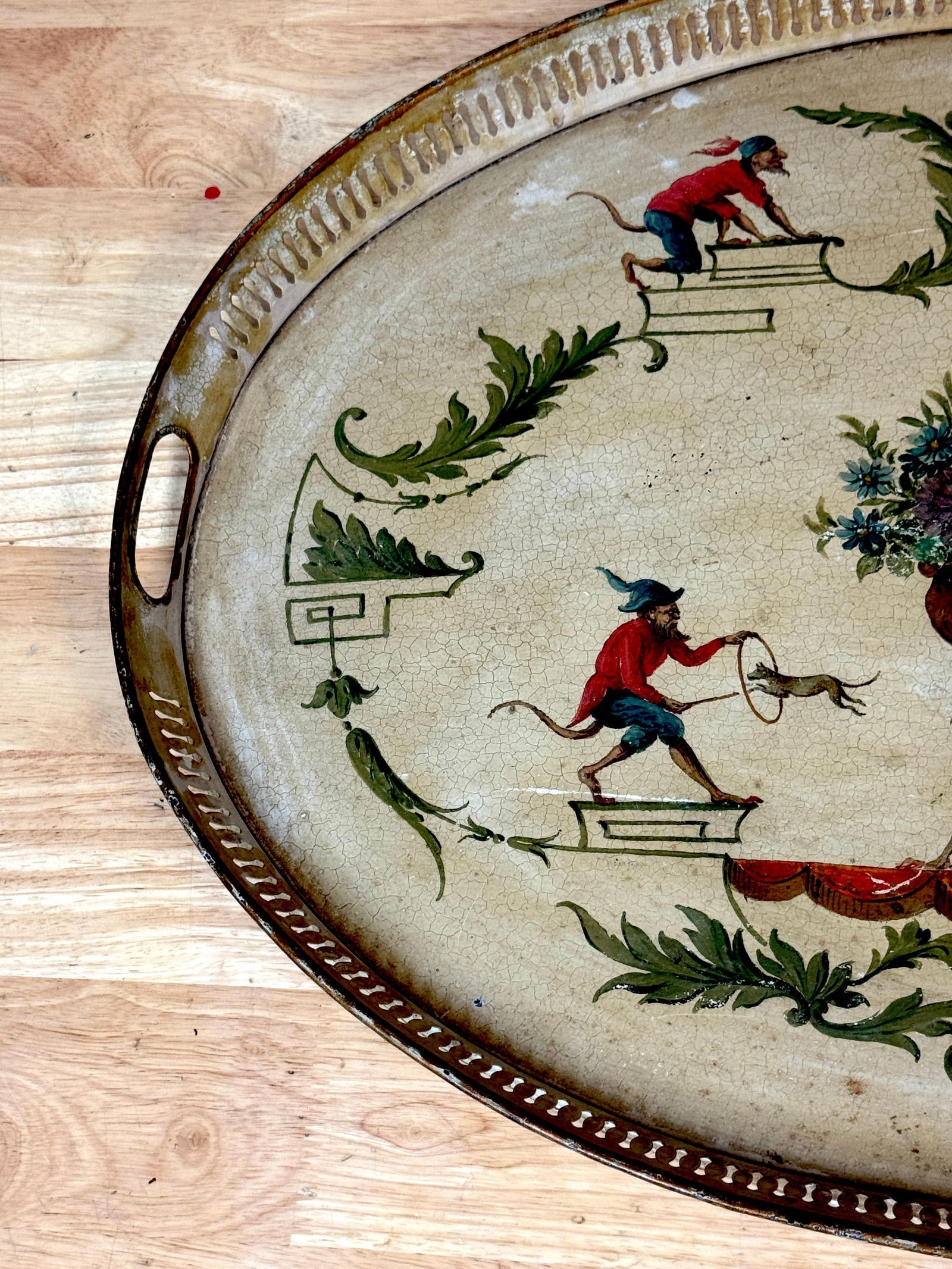 Regency Painted Tole Tray with Chinoiserie Decoration, English or French - 12