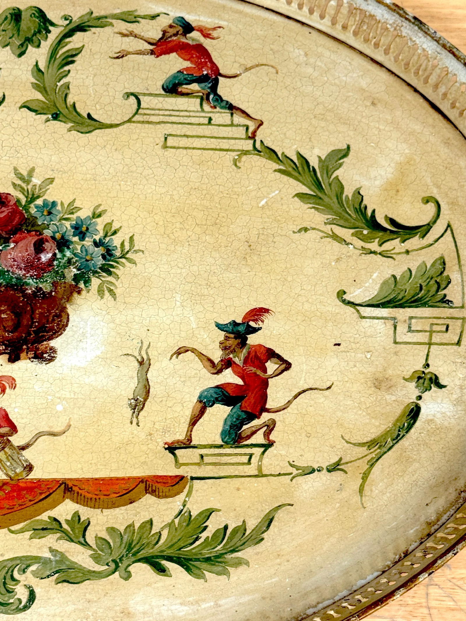 Regency Painted Tole Tray with Chinoiserie Decoration, English or French - 14