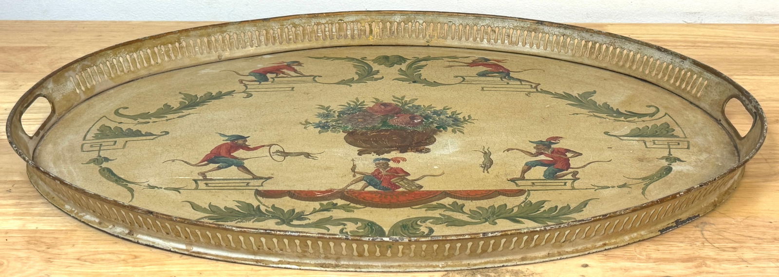 Regency Painted Tole Tray with Chinoiserie Decoration, English or French - 16