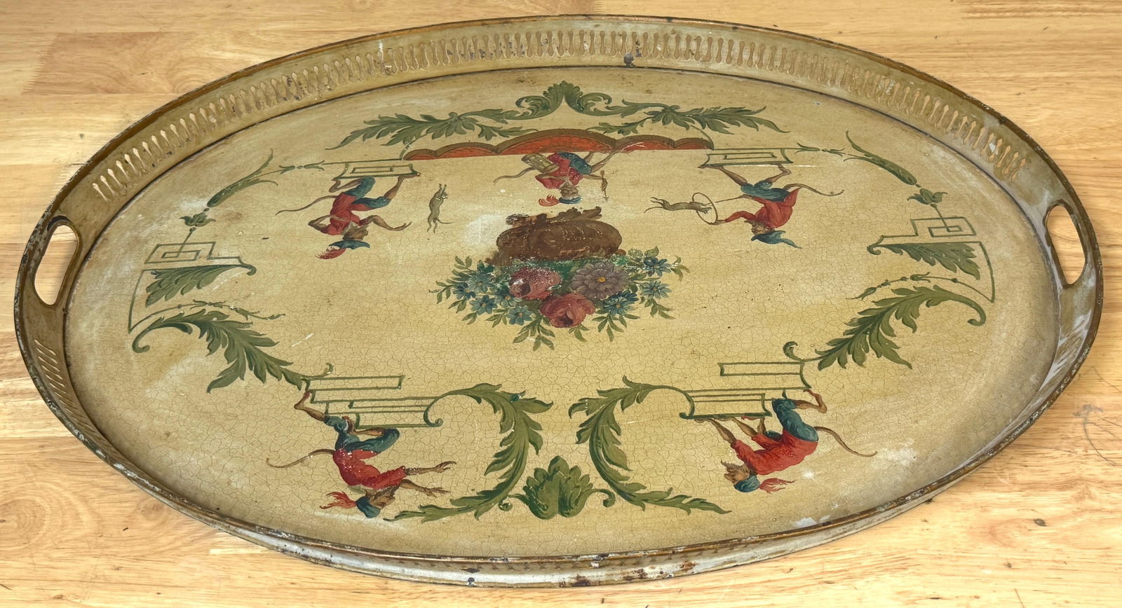 Regency Painted Tole Tray with Chinoiserie Decoration, English or French - 4