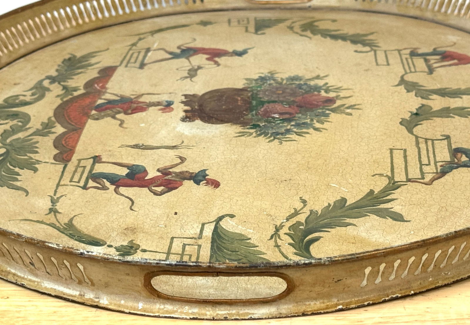 Regency Painted Tole Tray with Chinoiserie Decoration, English or French - 5