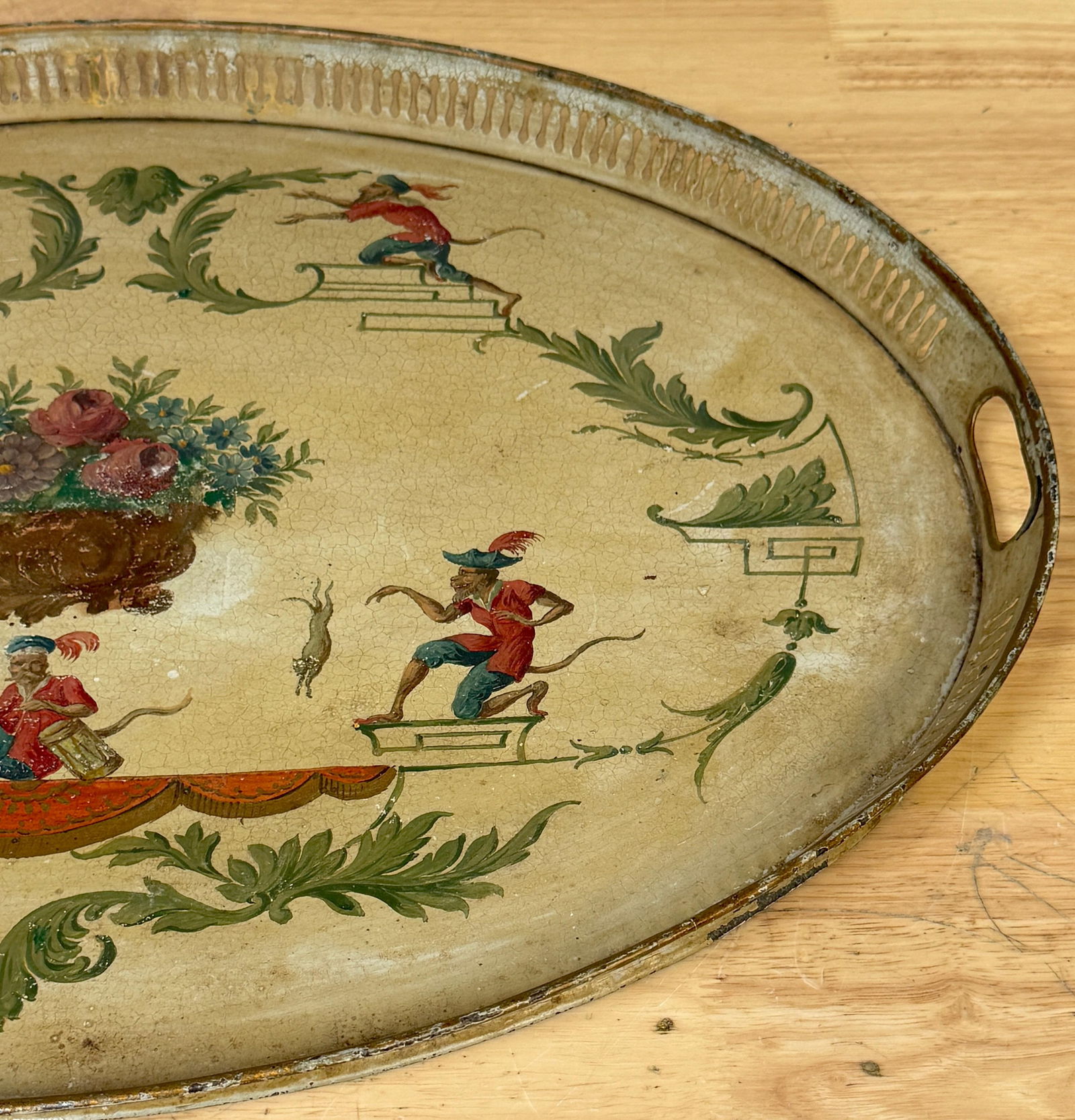 Regency Painted Tole Tray with Chinoiserie Decoration, English or French - 6