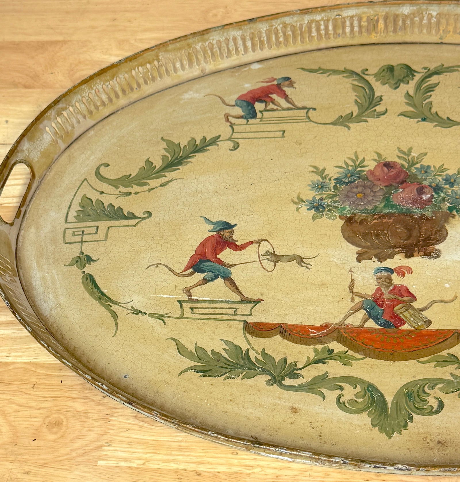 Regency Painted Tole Tray with Chinoiserie Decoration, English or French - 8