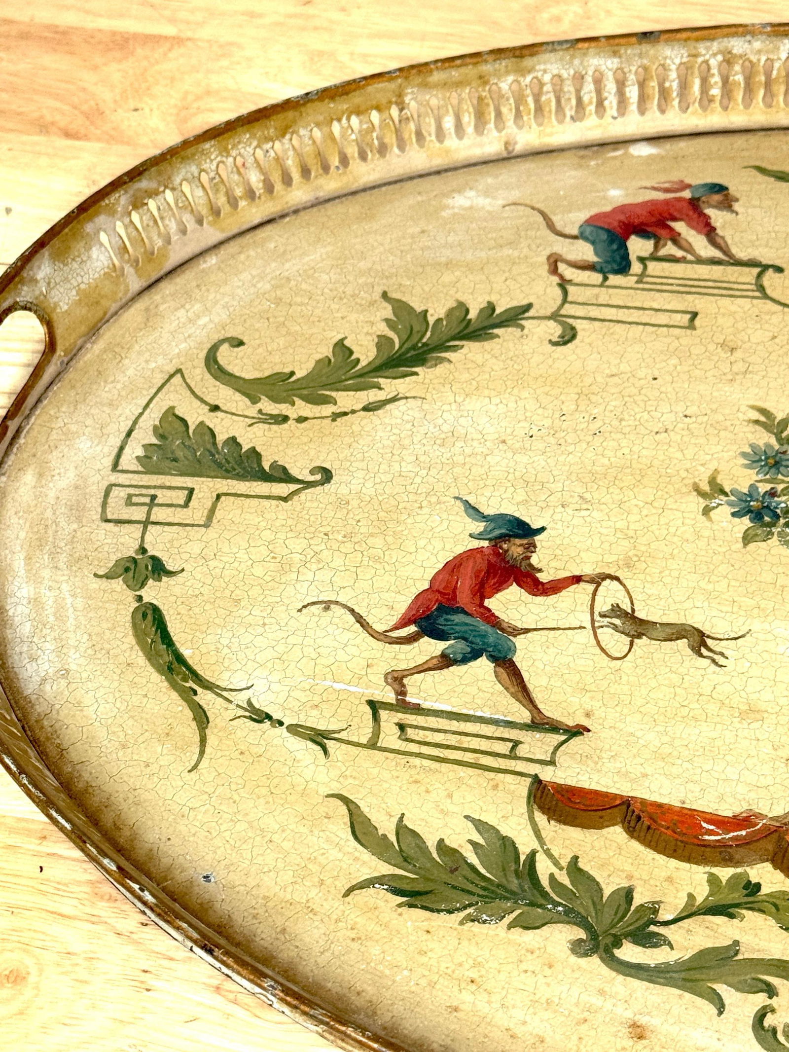 Regency Painted Tole Tray with Chinoiserie Decoration, English or French - 9