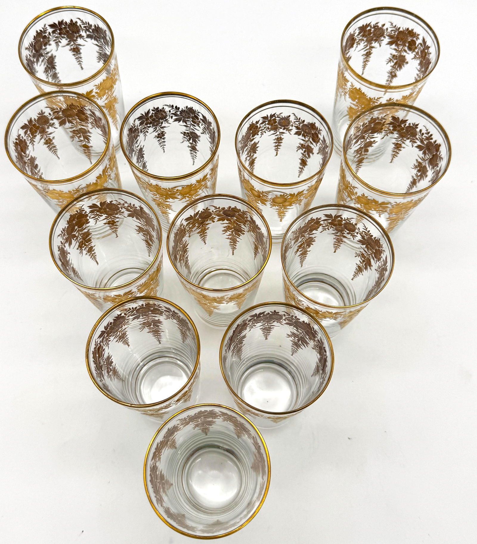 12 Belle Époque Gilt Floral Crystal Tumblers, Suitable for Champagne / Wine - 12