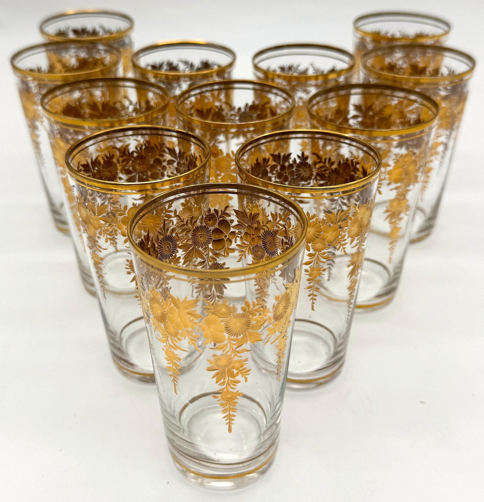 12 Belle Époque Gilt Floral Crystal Tumblers, Suitable for Champagne / Wine - 13