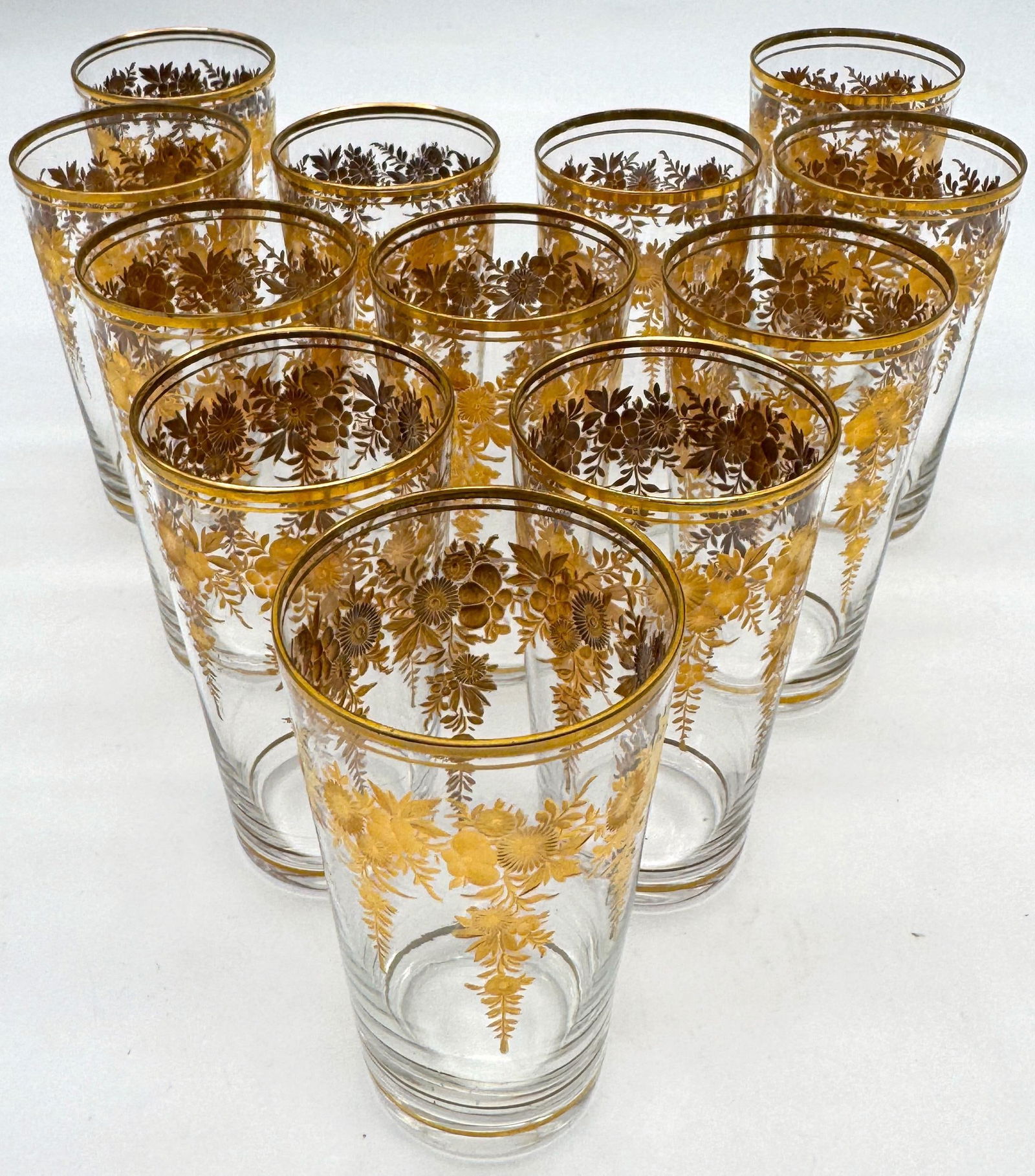 12 Belle Époque Gilt Floral Crystal Tumblers, Suitable for Champagne / Wine - 15