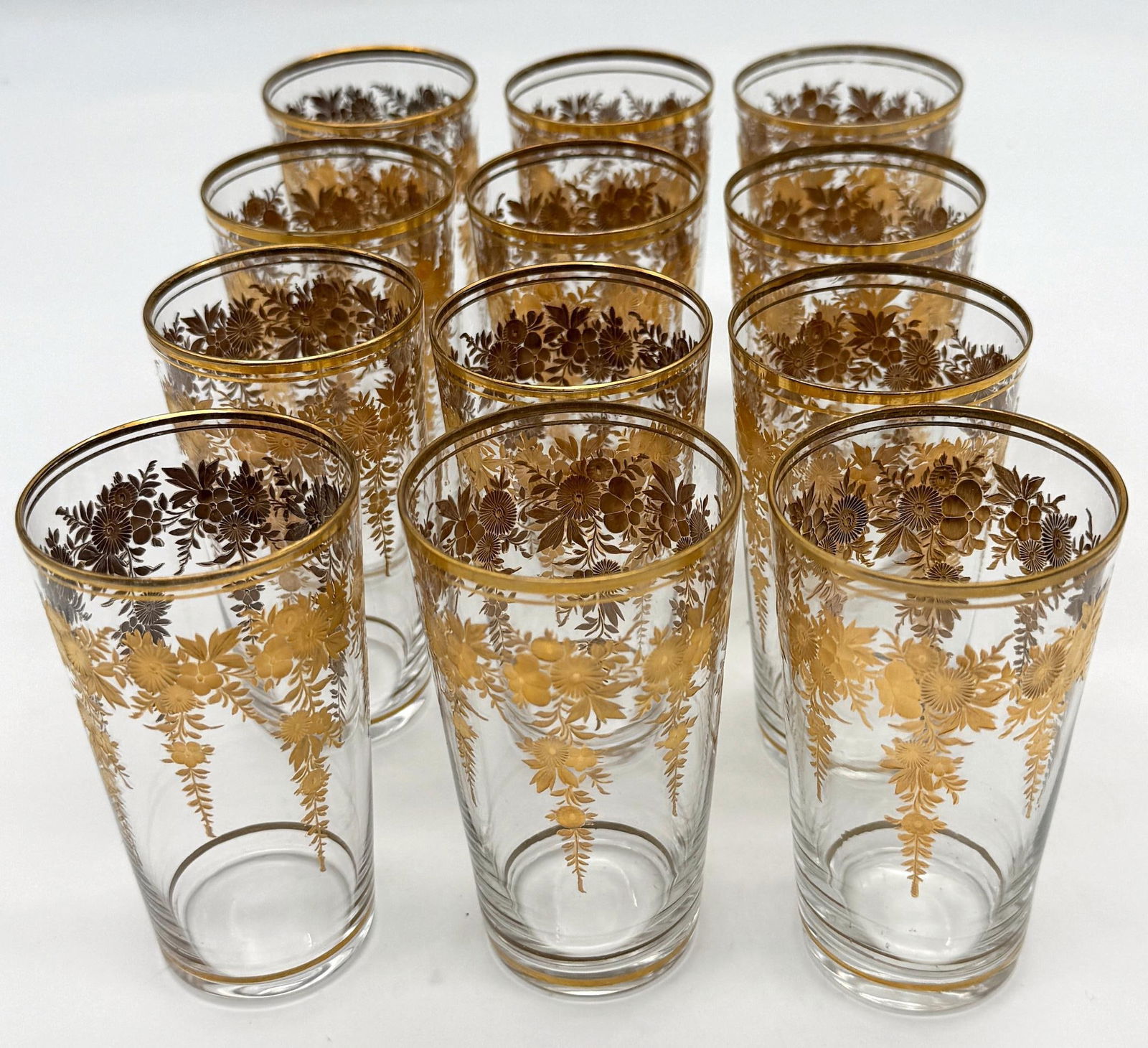 12 Belle Époque Gilt Floral Crystal Tumblers, Suitable for Champagne / Wine - 16