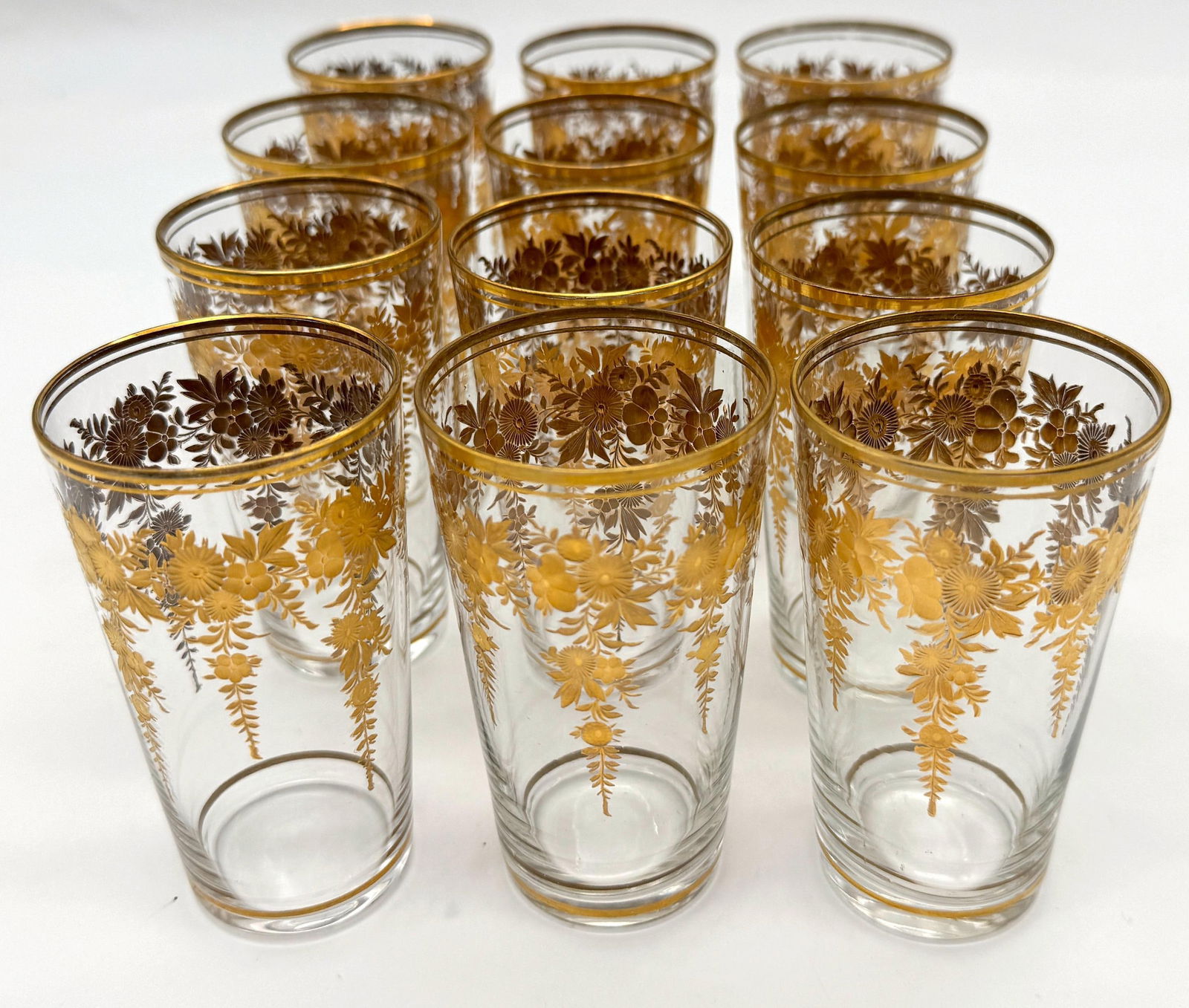 12 Belle Époque Gilt Floral Crystal Tumblers, Suitable for Champagne / Wine - 18