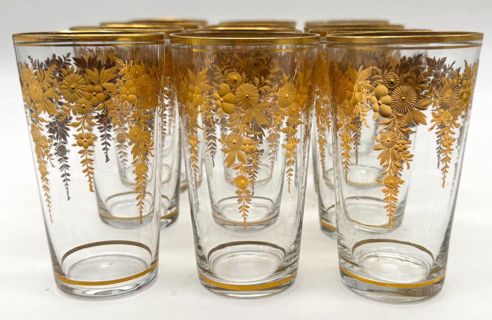 12 Belle Époque Gilt Floral Crystal Tumblers, Suitable for Champagne / Wine - 4