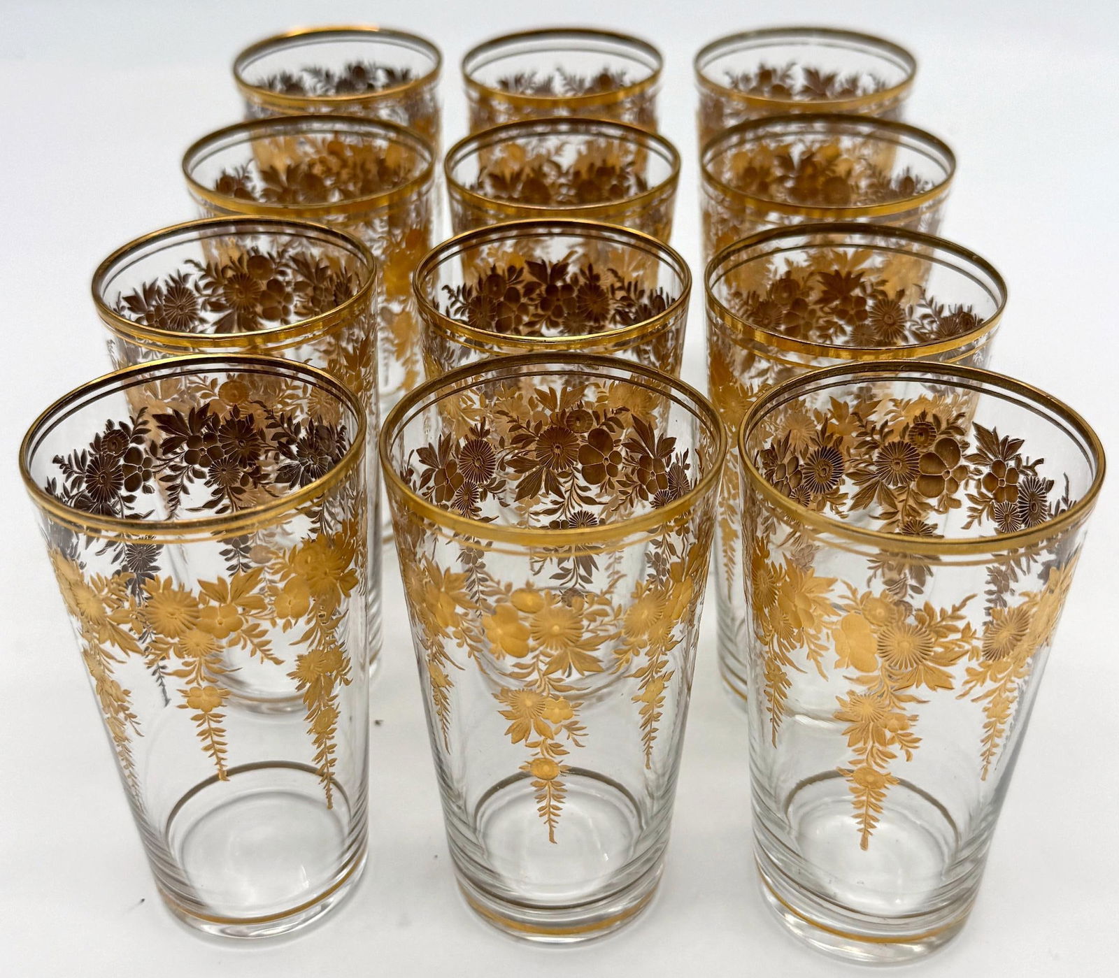 12 Belle Époque Gilt Floral Crystal Tumblers, Suitable for Champagne / Wine - 6