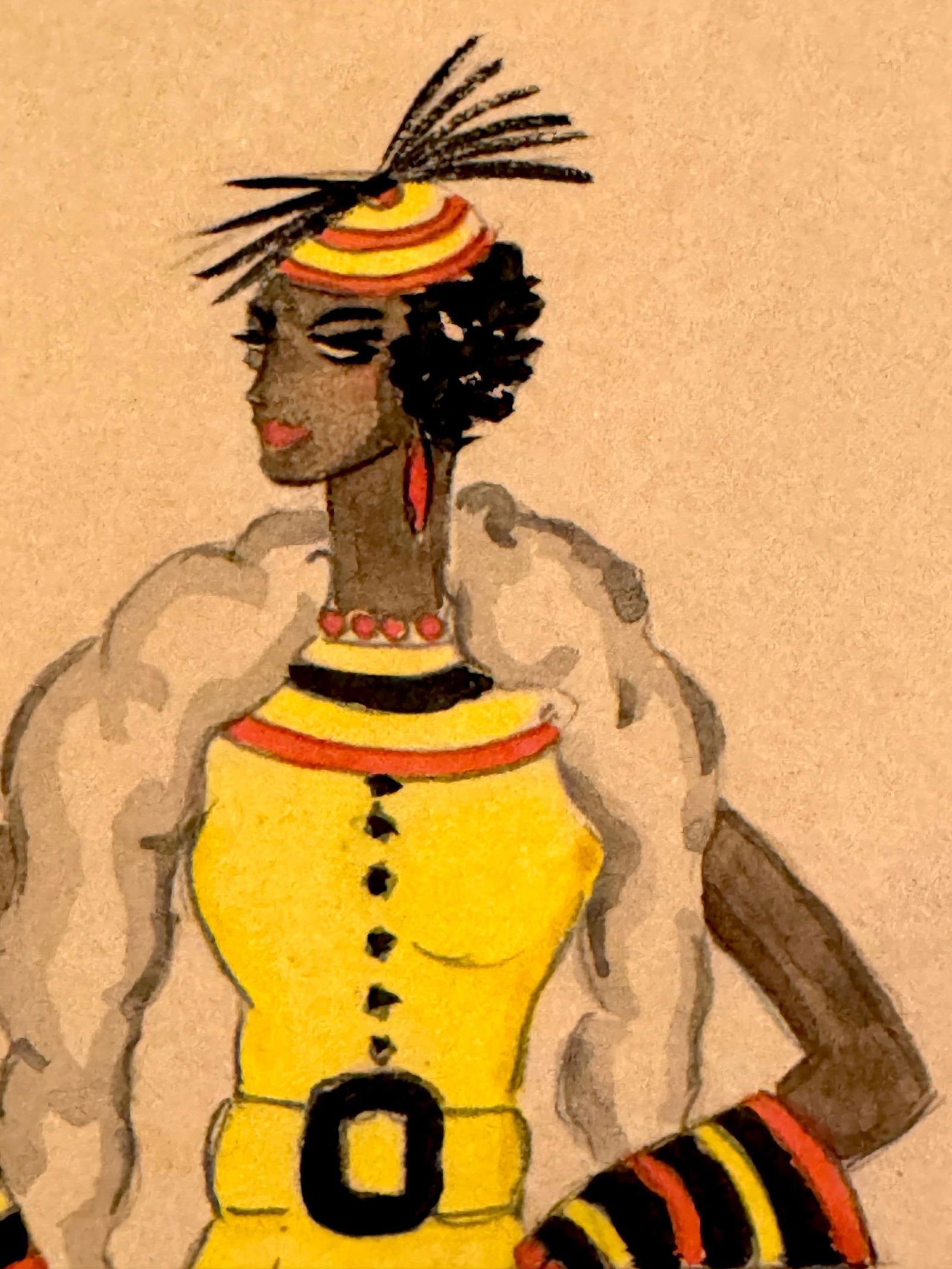 Mid 20th Century Wayne Benter Jung, Fashion Sketch of Josephine Baker, Post WWII - 11