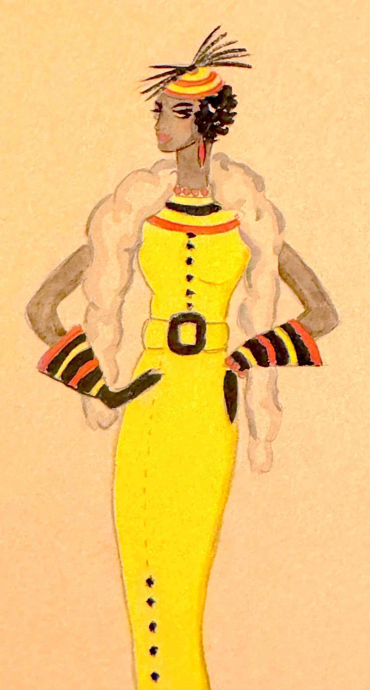 Mid 20th Century Wayne Benter Jung, Fashion Sketch of Josephine Baker, Post WWII - 12