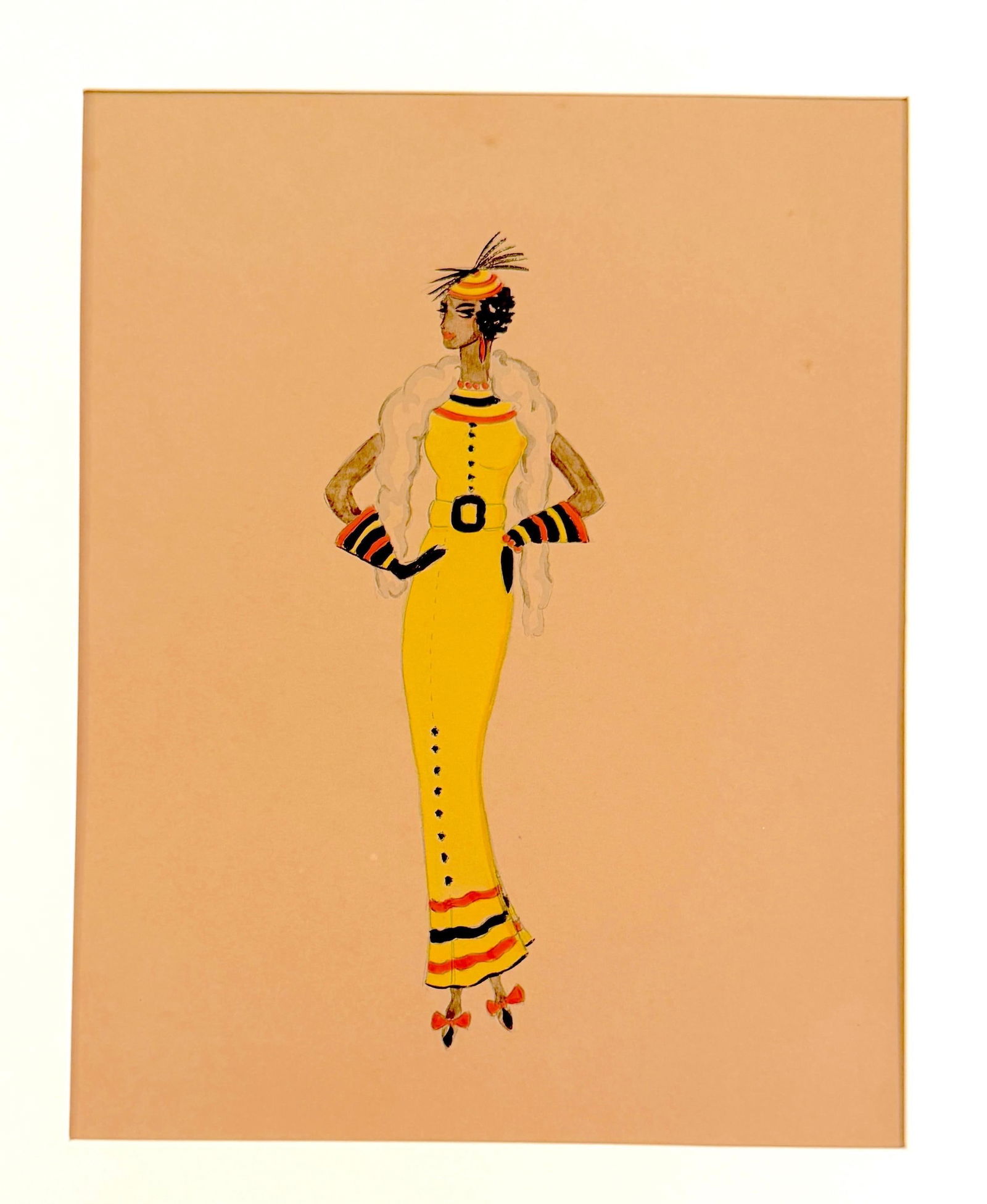 Mid 20th Century Wayne Benter Jung, Fashion Sketch of Josephine Baker, Post WWII - 5