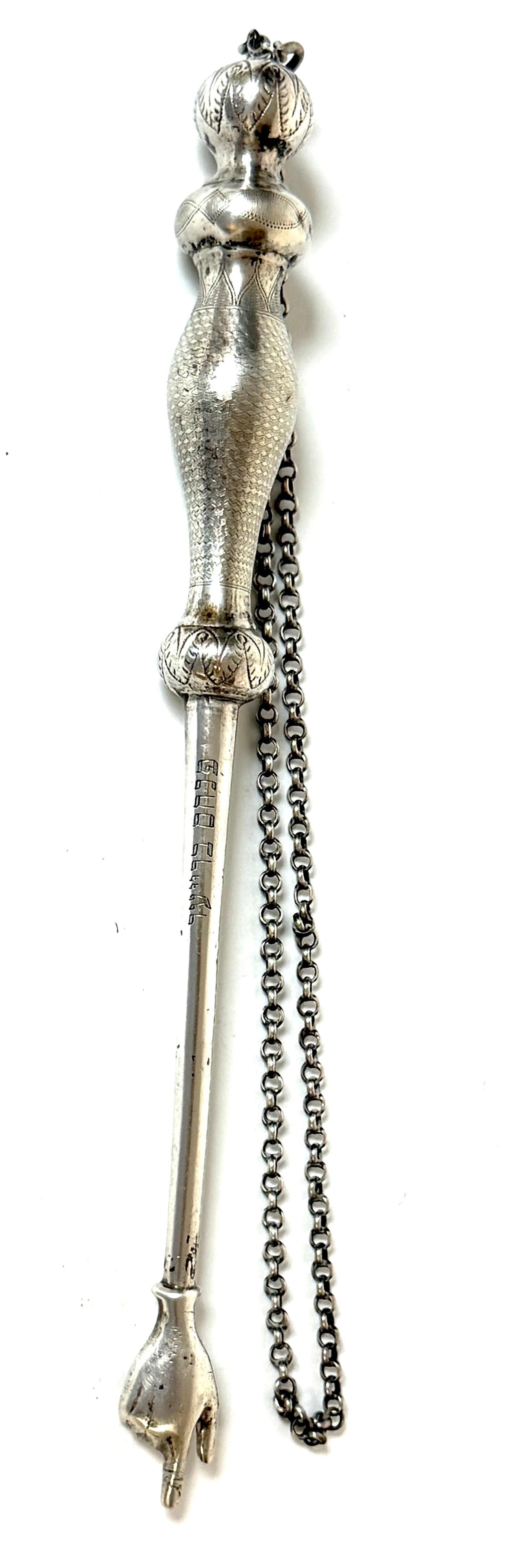 Eastern European Silver Torah Pointer (Yad) with Hebrew Inscription, 1880-1920 - 11