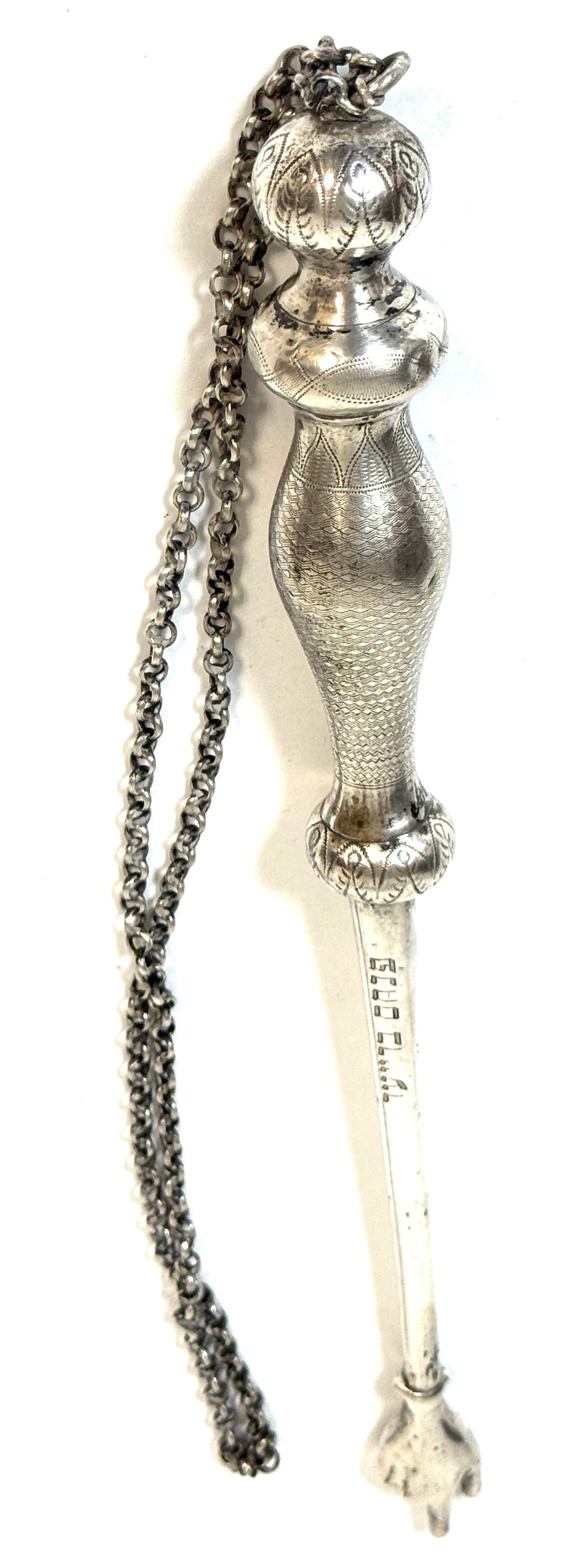 Eastern European Silver Torah Pointer (Yad) with Hebrew Inscription, 1880-1920 - 6