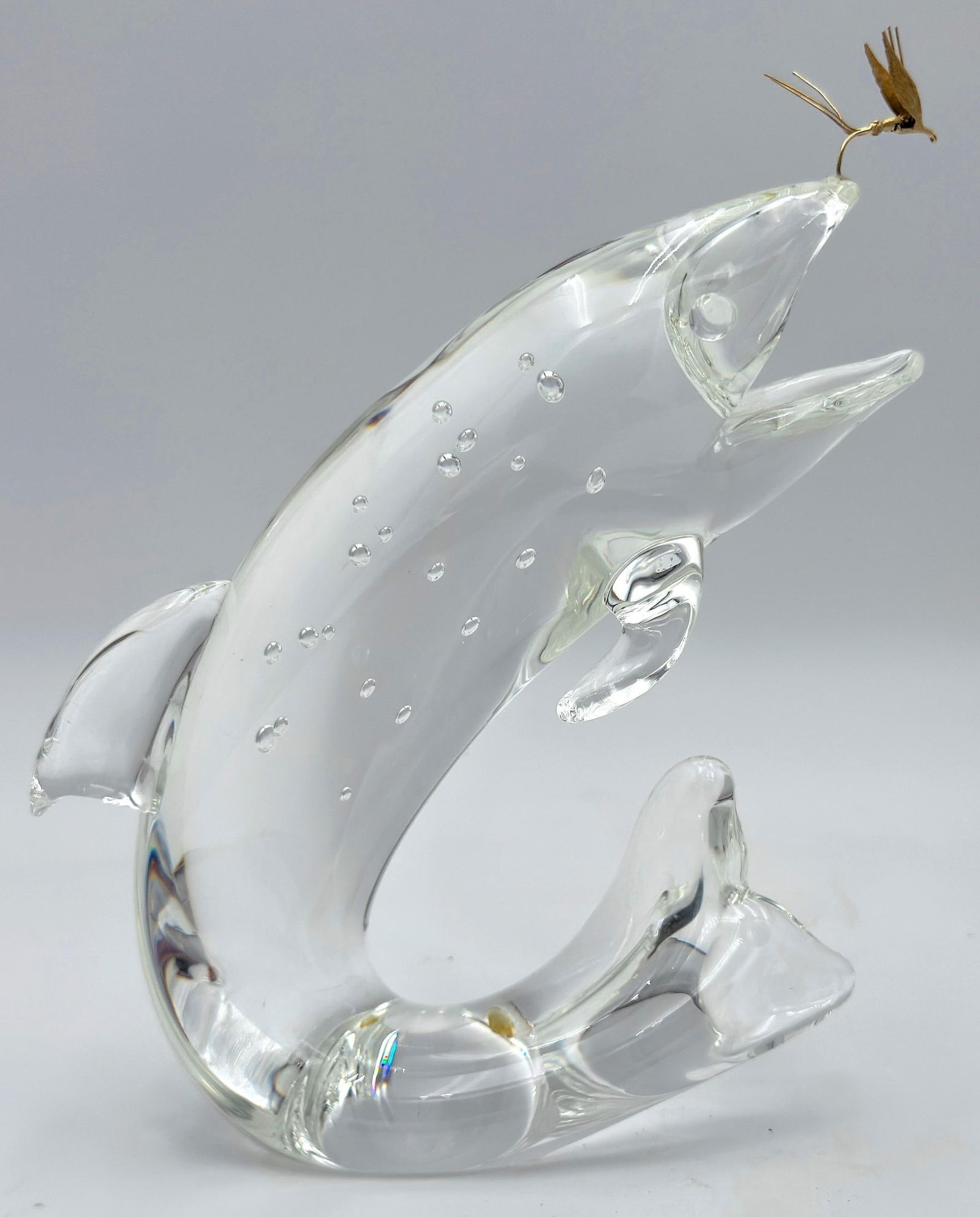 Steuben Glass & 18K Gold "Trout & Fly" by James Houston, Introduced 1966 - 11